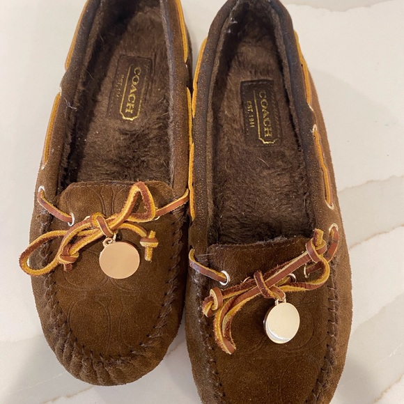 CC Moccasins Gray Brown Suede And Wool